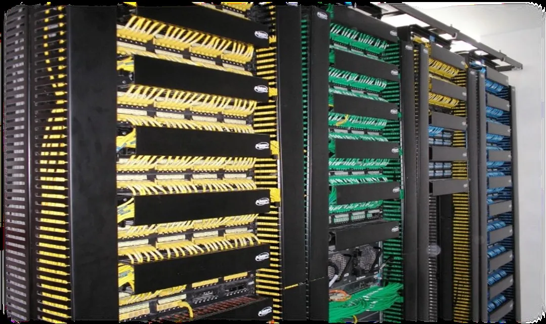 Structured network cabling dressed into racks by Aeterna Group engineers